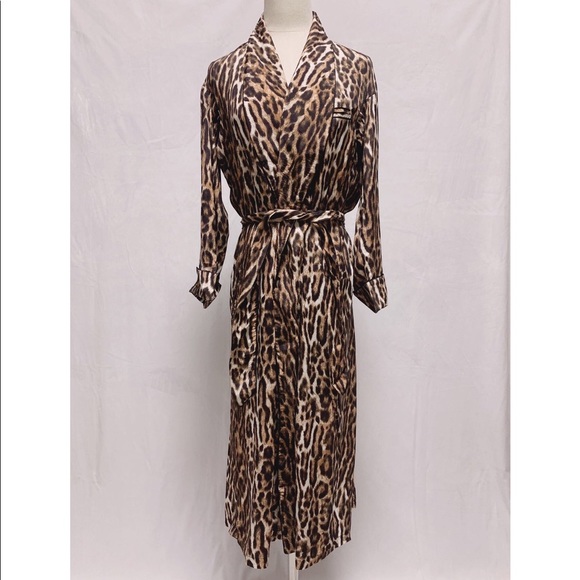 R13 Smoking Robe With Piping in Leopard Size M - Picture 3 of 7